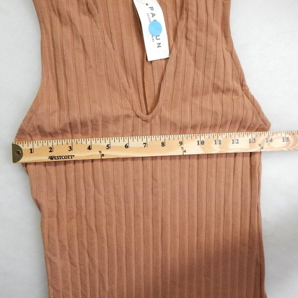 PacSun Womens Body Con Mock Turtleneck Midi Sleeveless Dress Tan Size M - Picture 4 of 9
